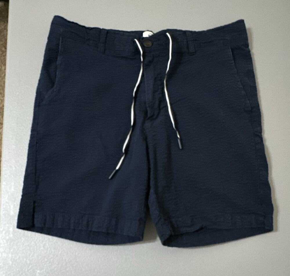 Ben Sherman Men's Regular Fit Stretch Seersucker Chino Shorts Blue Drawstring